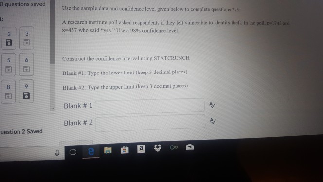 Solved ns saved Question 3 (1 point) Use the sample data and | Chegg.com