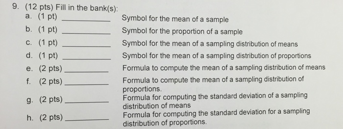 Solved Fill in the blank(s): Symbol for the mean of a | Chegg.com