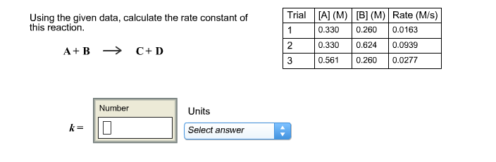 Solved Using the given data, calculate the rate constant of | Chegg.com