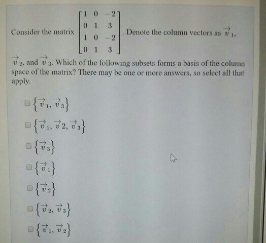 Solved 1 0 -21 Denote the column vectors as Consider the | Chegg.com