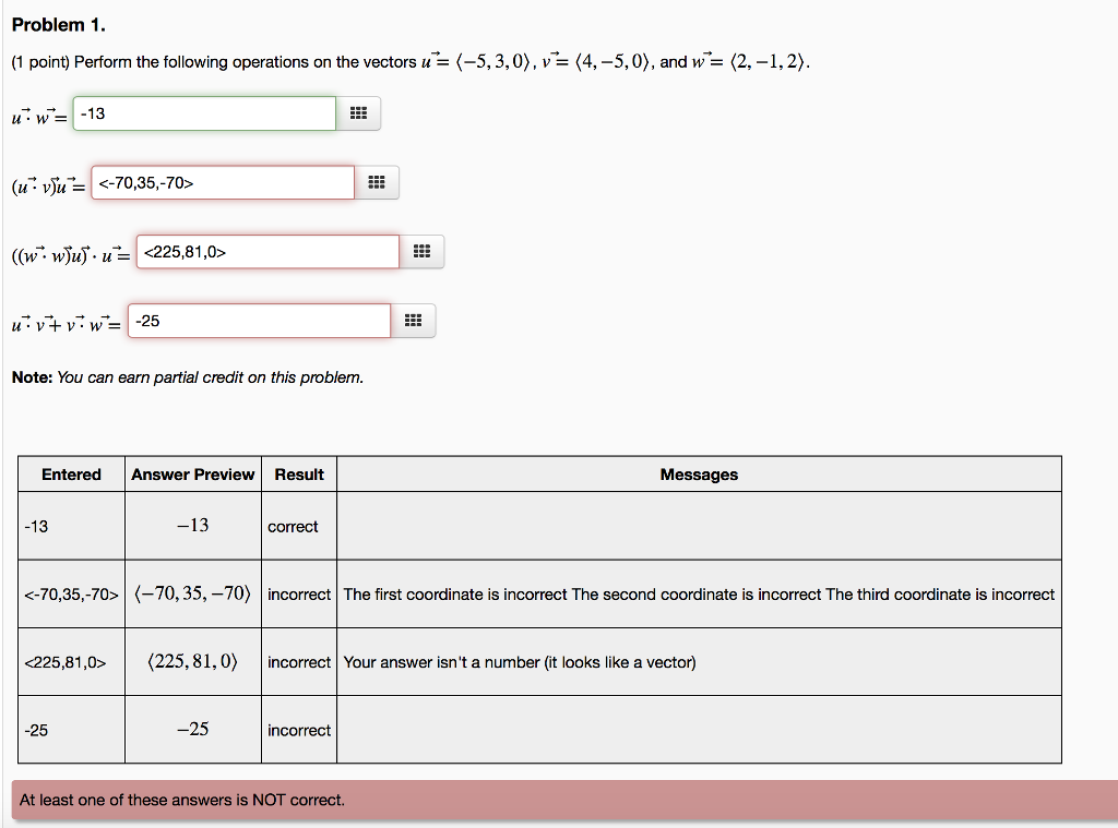 Solved Problem 1. (1 point) Perform the following operations | Chegg.com