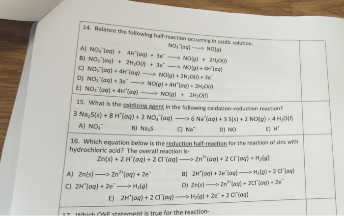 Solved Balance the following half-reaction occurring in | Chegg.com