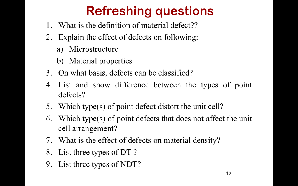 Solved Refreshing questions What is the definition of