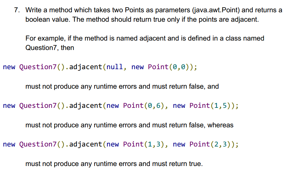 Solved Write a method which takes two Points as parameters | Chegg.com