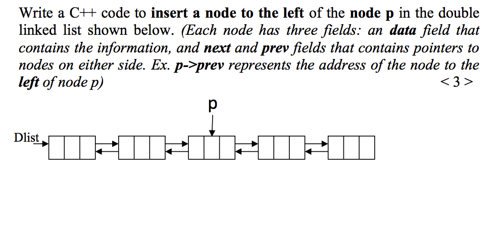 Solved Write a C+ code to insert a node to the left of the | Chegg.com