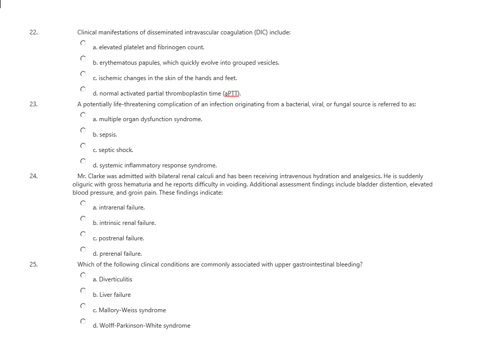 Solved 22. Clinical manifestations of disseminated | Chegg.com