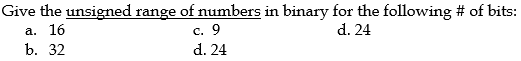 Solved Give the unsigned range of numbers in binary for the | Chegg.com