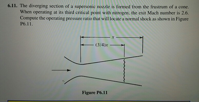 Solved 6.11. The diverging section of a supersonic nozzle is | Chegg.com