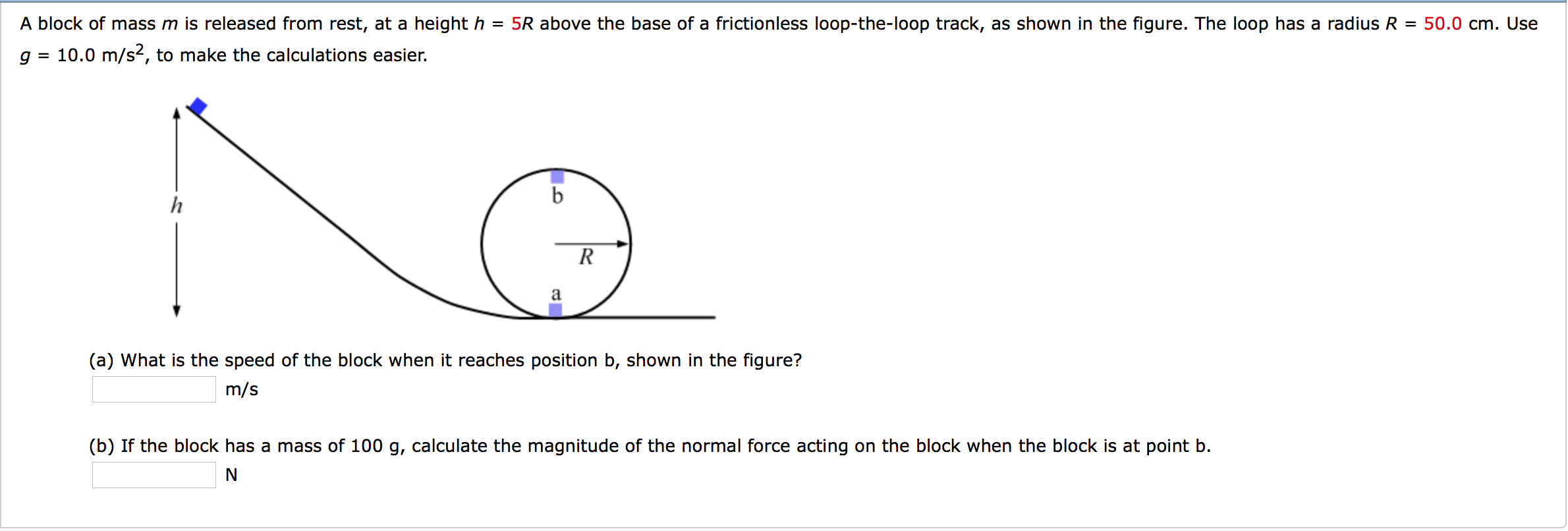 Solved A block of mass m is released from rest, at a height | Chegg.com