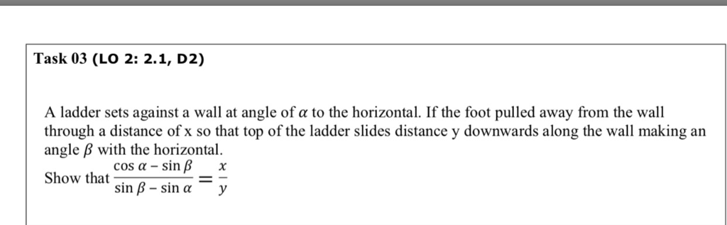 Alpha Ladder Without Answer Solved A ladder sets against a wall at angle of alpha to the | Chegg.com