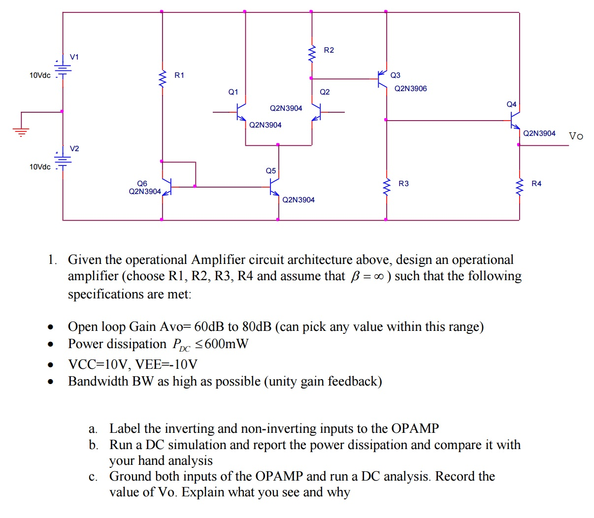 Solved Given The Operational Amplifier Circuit | Chegg.com