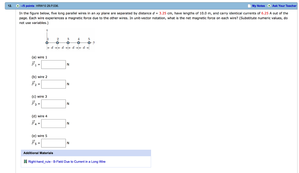Solved In the figure below, five long parallel wires in an