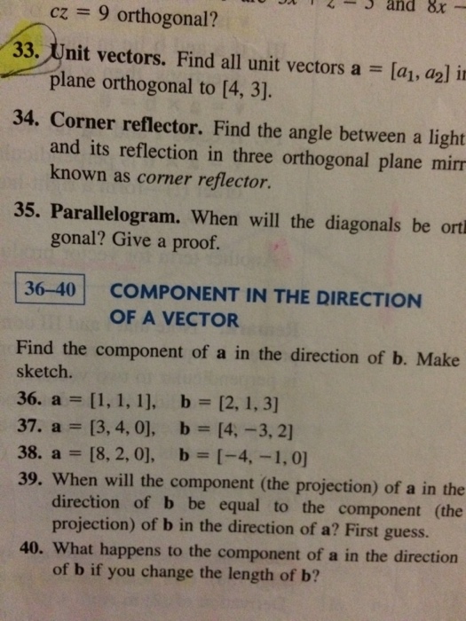 Solved Unit Vectors Find All Unit Vectors Plane Orthogonal 2962