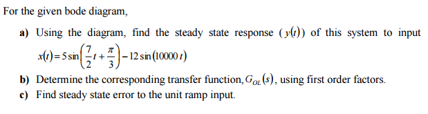 Solved Question 1) Bode diagram of an open loop transfer | Chegg.com