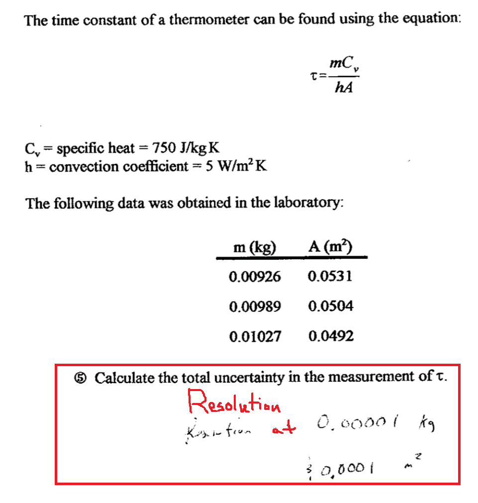 Solved The time constant of a thermometer can be found using