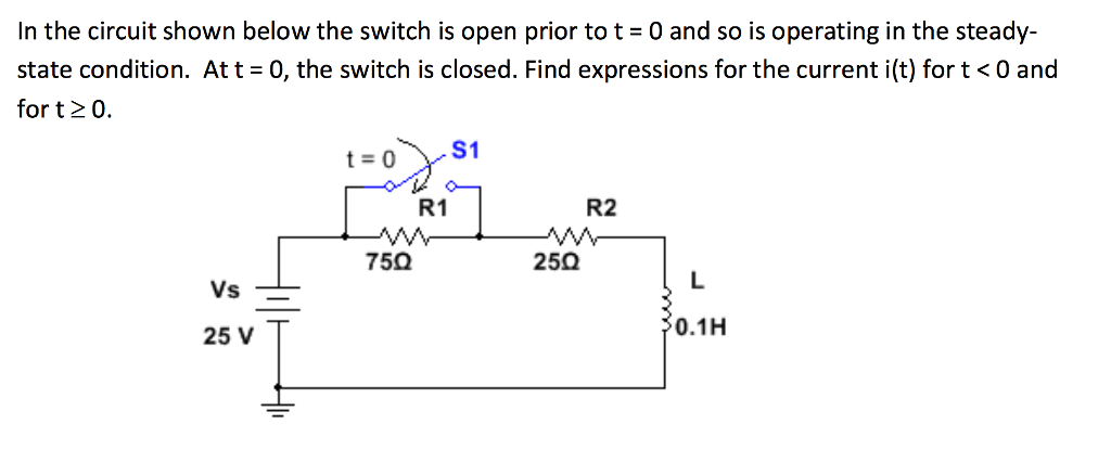 Solved In the circuit shown below the switch is open prior | Chegg.com