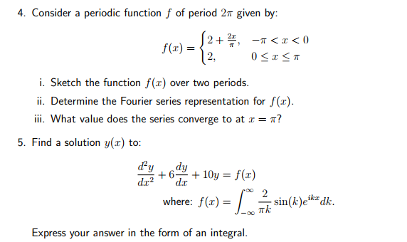 Solved 4. Consider a periodic function f of period 2π given | Chegg.com