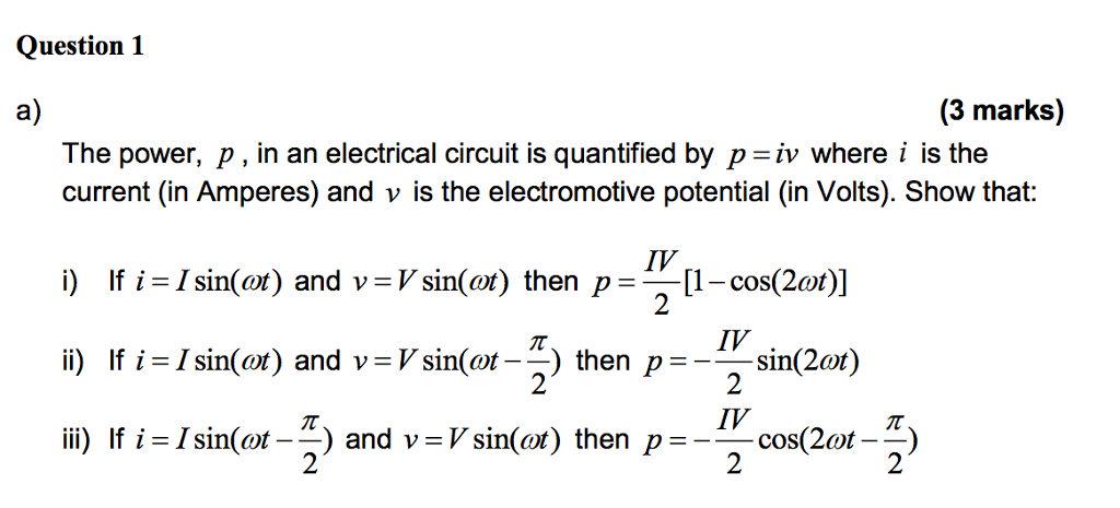 Solved The power, p, in an electrical circuit is quantified | Chegg.com