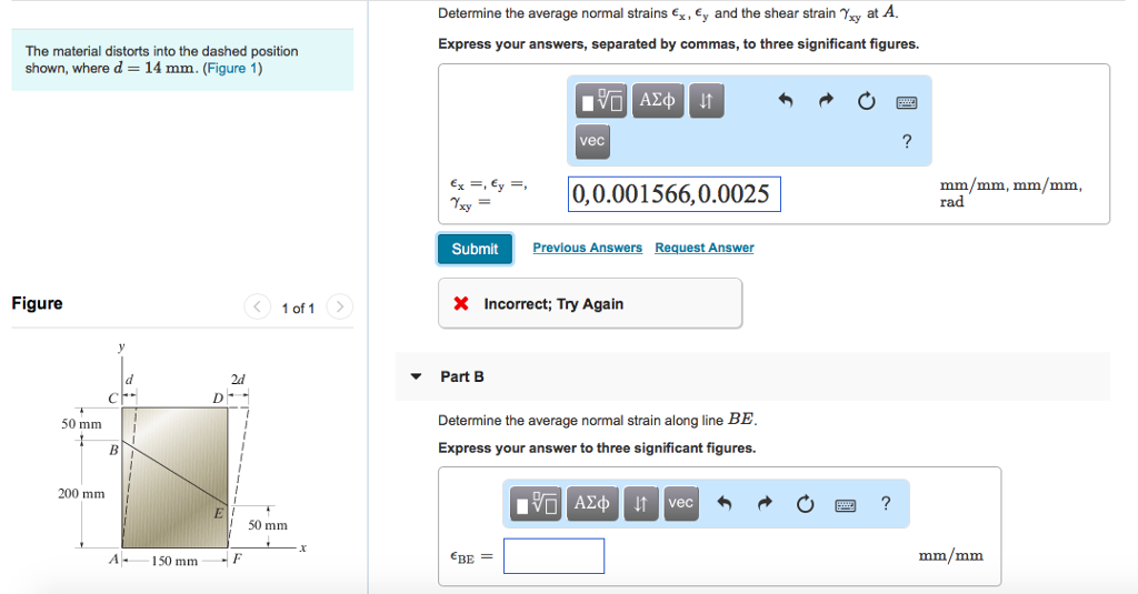 Solved Determine the average normal strains Ex , Ey and the | Chegg.com
