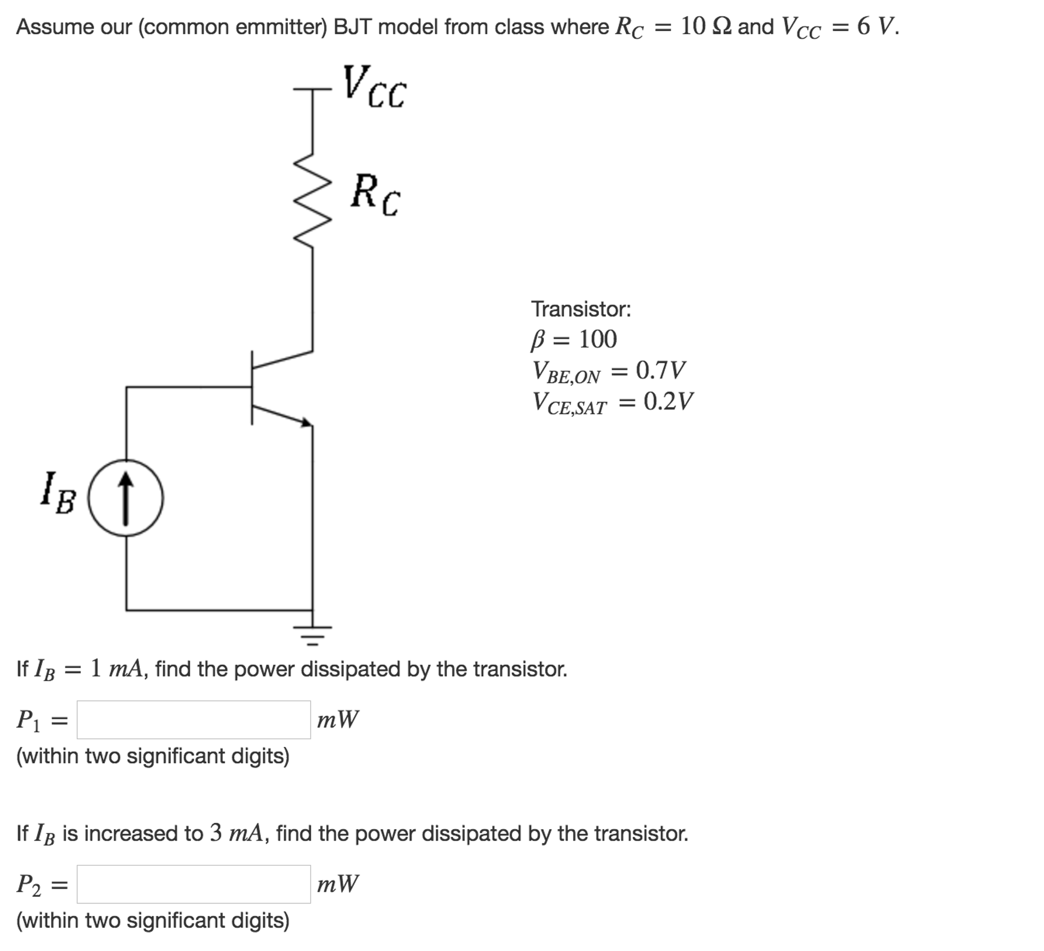 Solved Assume our emitter) BJT model from class