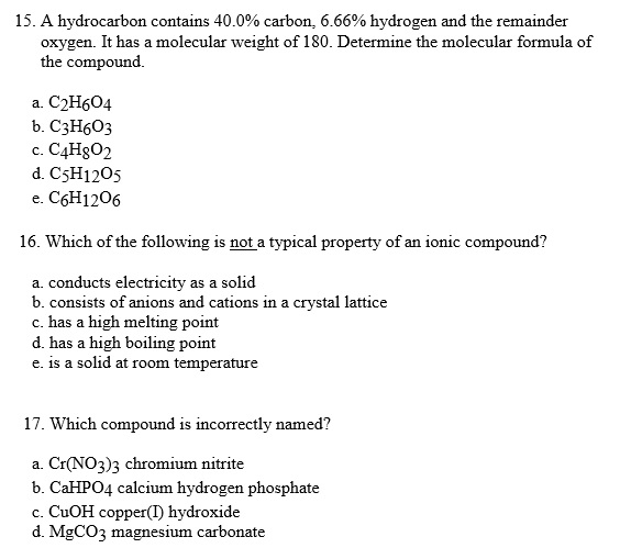 Solved A hydrocarbon contains 40.0% carbon, 6.66% hydrogen | Chegg.com