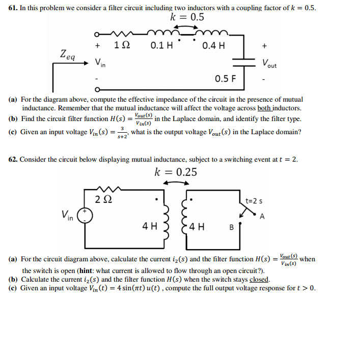 In this problem we consider a filter circuit | Chegg.com