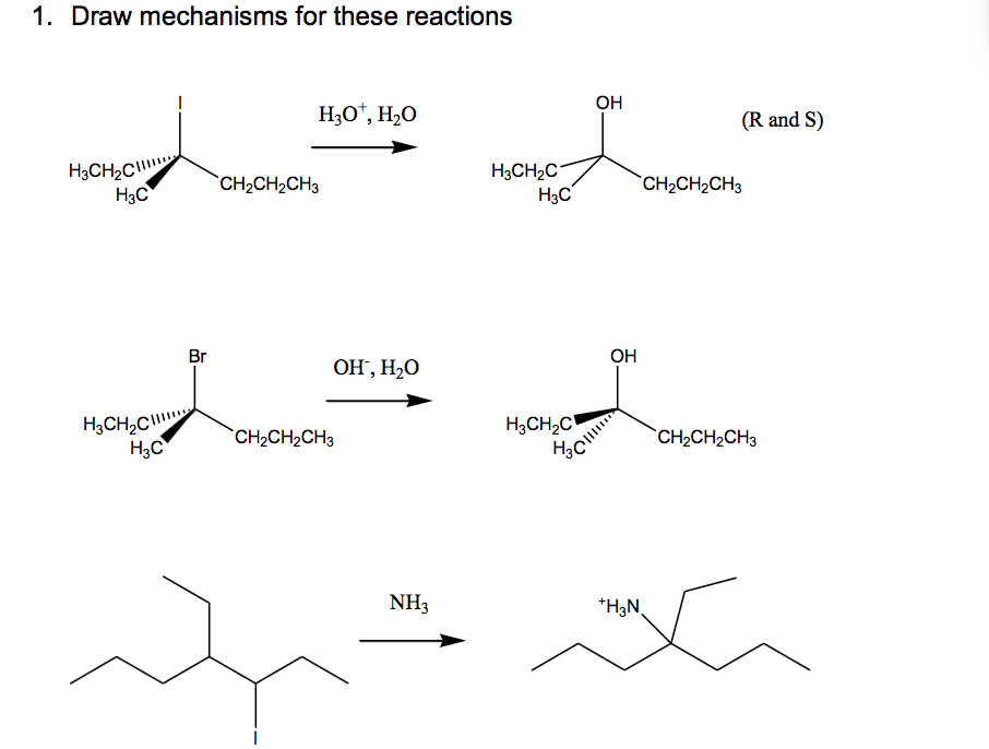 Solved 1. Draw mechanisms for these reactions OH H30 H20 (R | Chegg.com