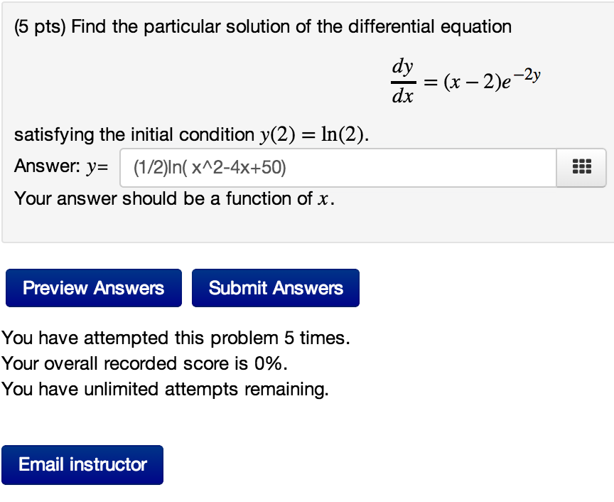 find the particular solution of the differential equation dy dx e2y