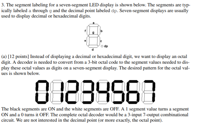 3. The segment labeling for a seven-segment LED | Chegg.com