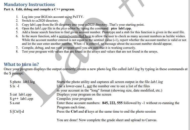 Solved Mandatory Instructions Part A. Edit, debug and | Chegg.com