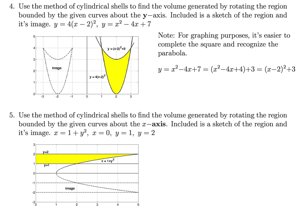 Solved Use the method of cylindrical shells to find the