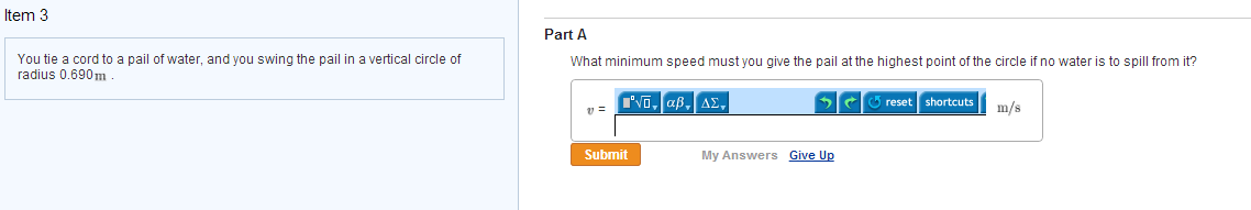 You Tie A Cord To A Pail Of Water And You Swing The Chegg 