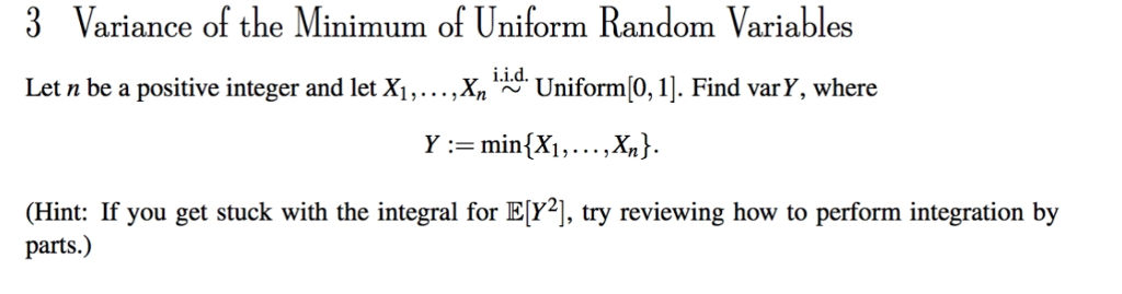 Solved Variance of the Minimum of Uniform Random Variables 3 | Chegg.com