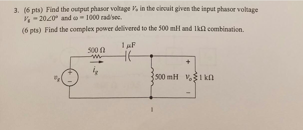 Solved Find the output phasor voltage V_o in the circuit | Chegg.com