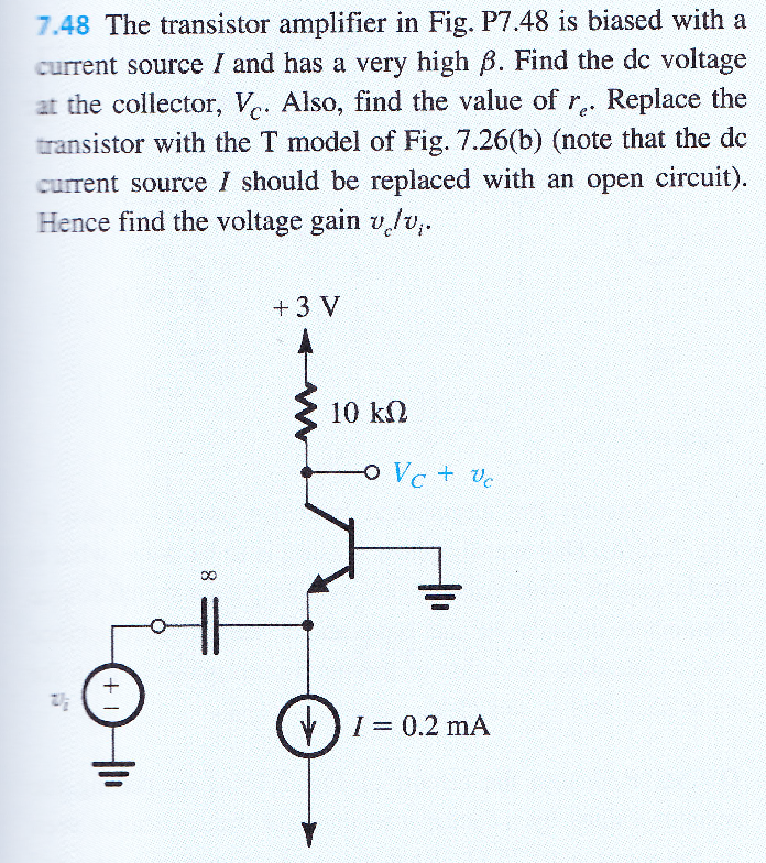 Solved The transistor amplifier in Fig. P7.48 is biased with