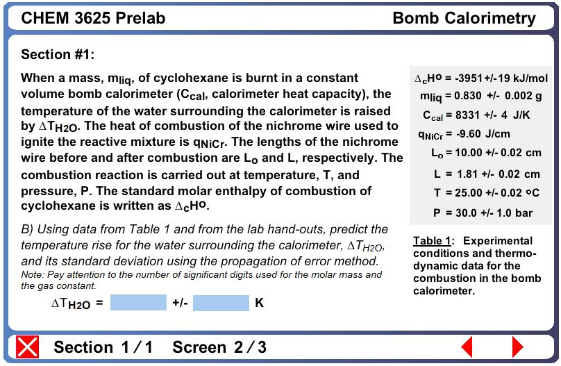 Bomb Calorimetry CHEM 3625 Prelab Section 1 When a