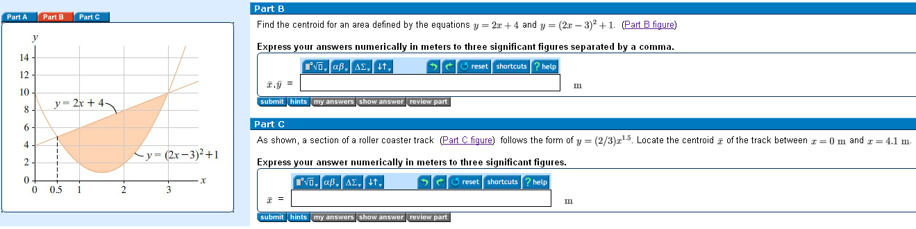 Solved Find the centroid for an area defined by the | Chegg.com