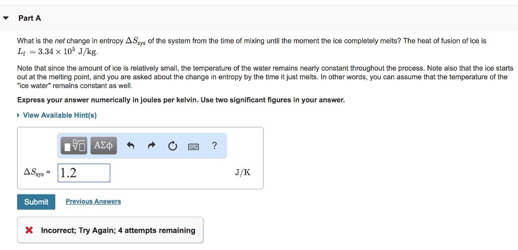 Solved From Hot to Cool: A Change in Entropy Constants In a | Chegg.com
