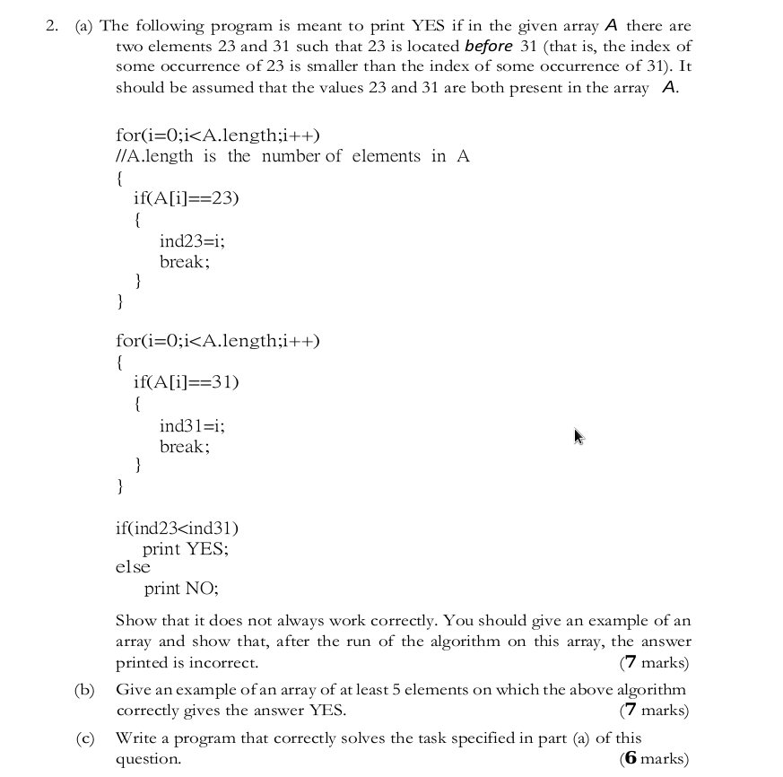Solved 2. (a) The following program is meant to print YES if | Chegg.com