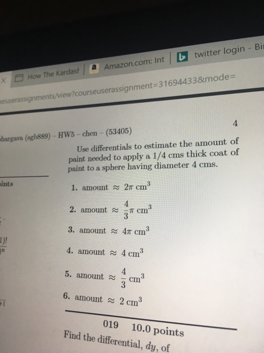 Solved Use differentials to estimate the amount of paint
