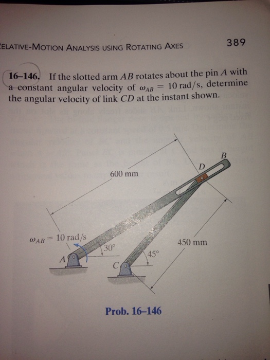 Solved If The Slotted Arm AB Rotates About The Pin A With | Chegg.com