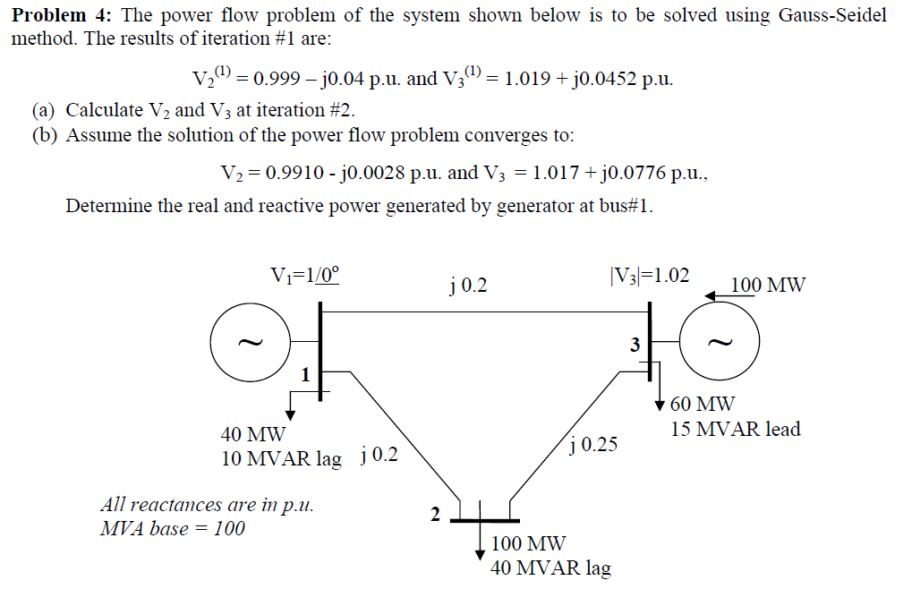 Solved Problem 4: The Power Flow Problem Of The System Shown | Chegg.com