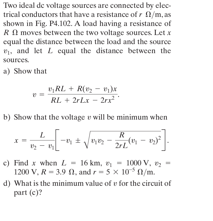 Solved Figure P4.102 r m/m Vi r m/m r m/m R (movable load r | Chegg.com