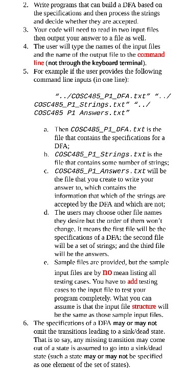 Solved Write programs that can build a DFA based on the | Chegg.com