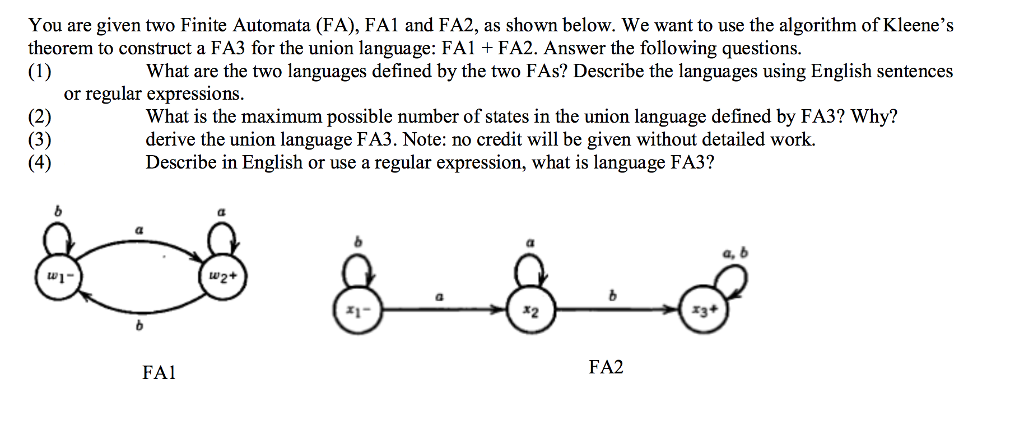 Solved You Are Given Two Finite Automata (fa), Fa1 And Fa2, 