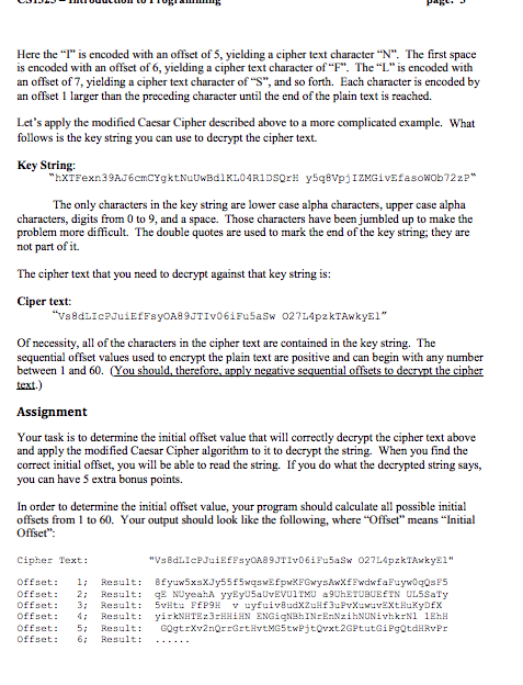 Assignment 2 - Modified Caesar Cipher Introduction | Chegg.com