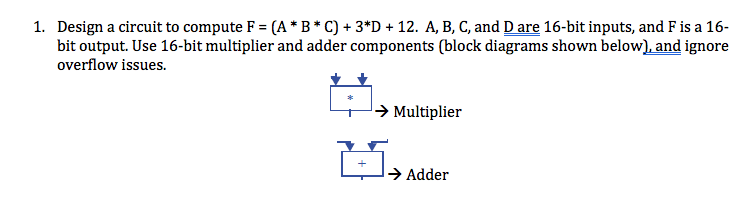 Solved 1. Design A Circuit To Compute F- (A* B*C)3*D 12. A, | Chegg.com