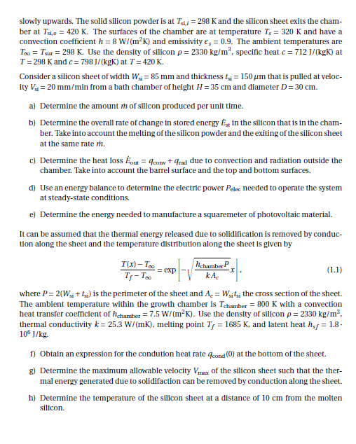 1 PRODUCTION OF SILICON SHEETS (16 POINTS) Solid | Chegg.com