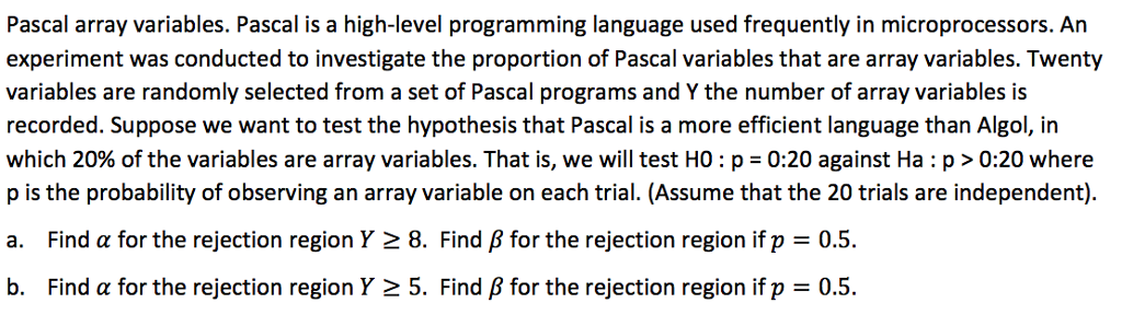 Solved Pascal array variables. Pascal is a high-level | Chegg.com