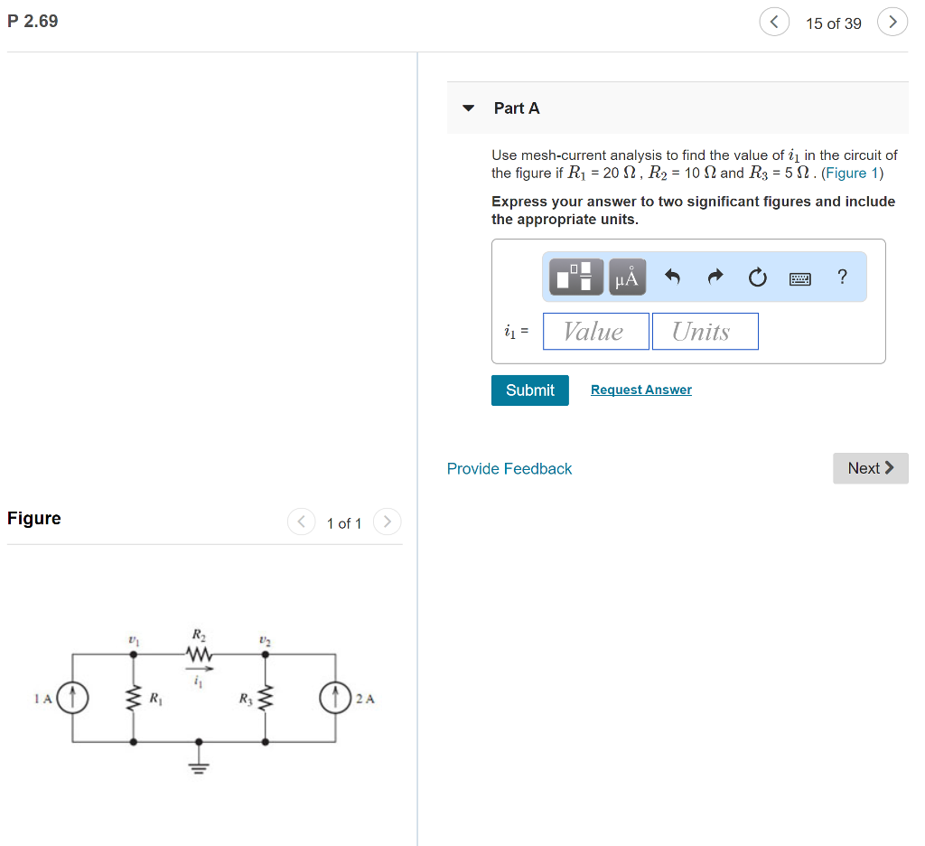 Solved P 2.69 15 of 39> Part A Use mesh-current analysis | Chegg.com